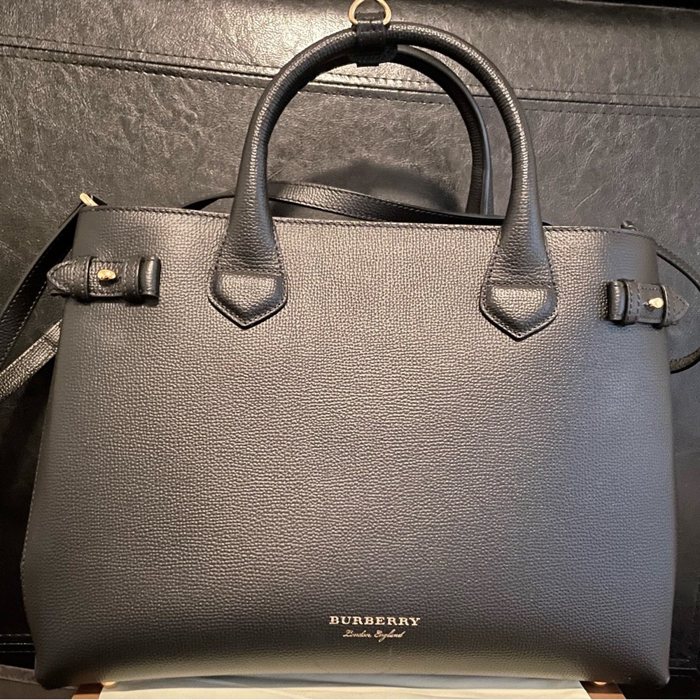 Gently Used Burberry medium Banner Bag with strap.